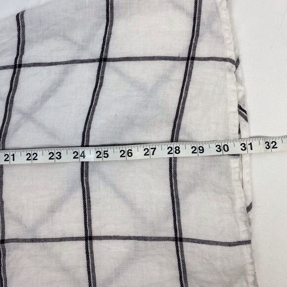 FLAX 100% Linen White Tunic Tank Top Key Hole Button Front Plaid Size Small - Picture 9 of 9